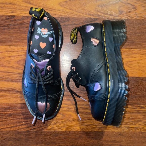 Dr Martens 1461 Quad Heart Platform Shoes - Picture 2 of 6